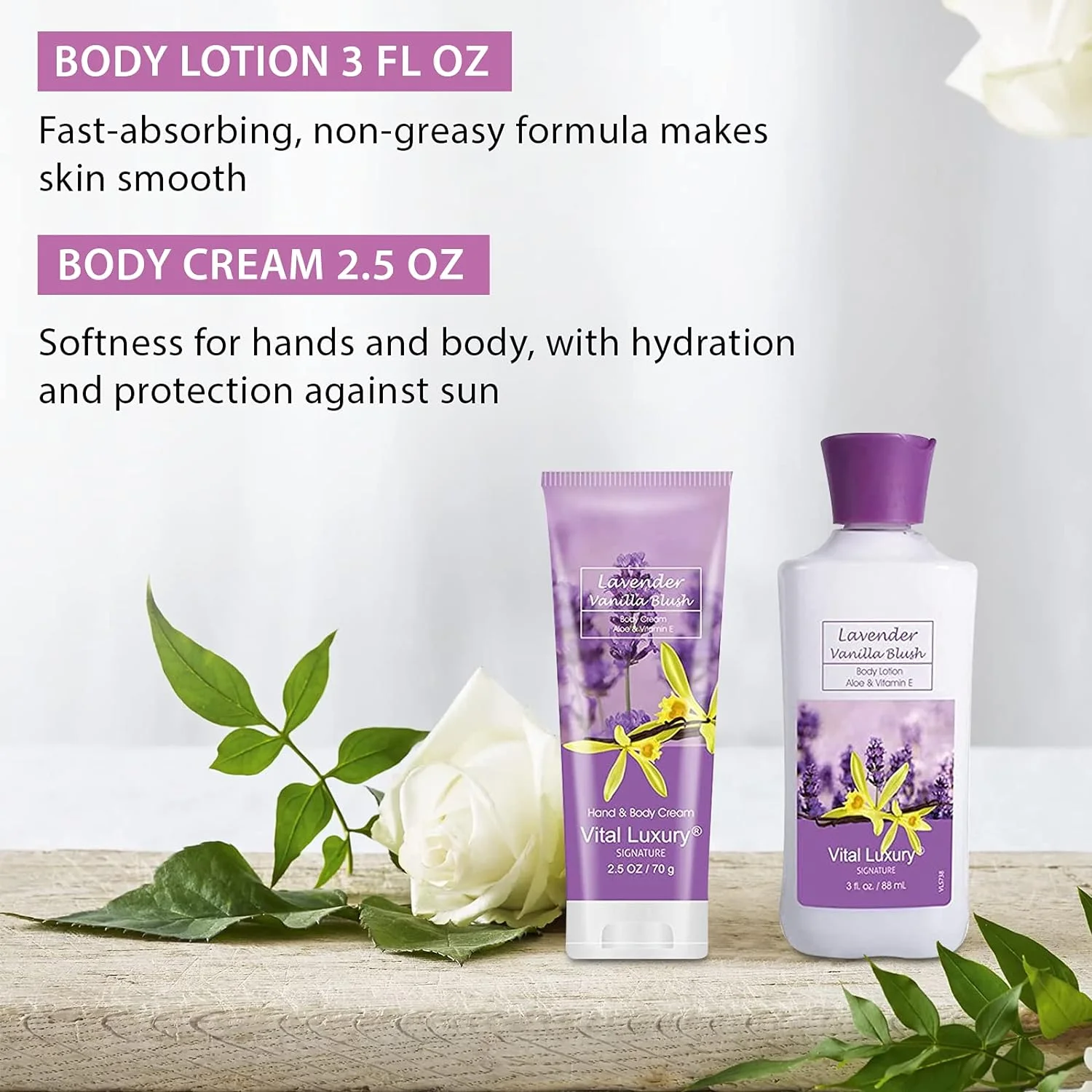 Vital Luxury Bath & Body Set,Lavender Scent for Unisex,with Body Lotion,Mist,Gel and Hand Cream - Image 3