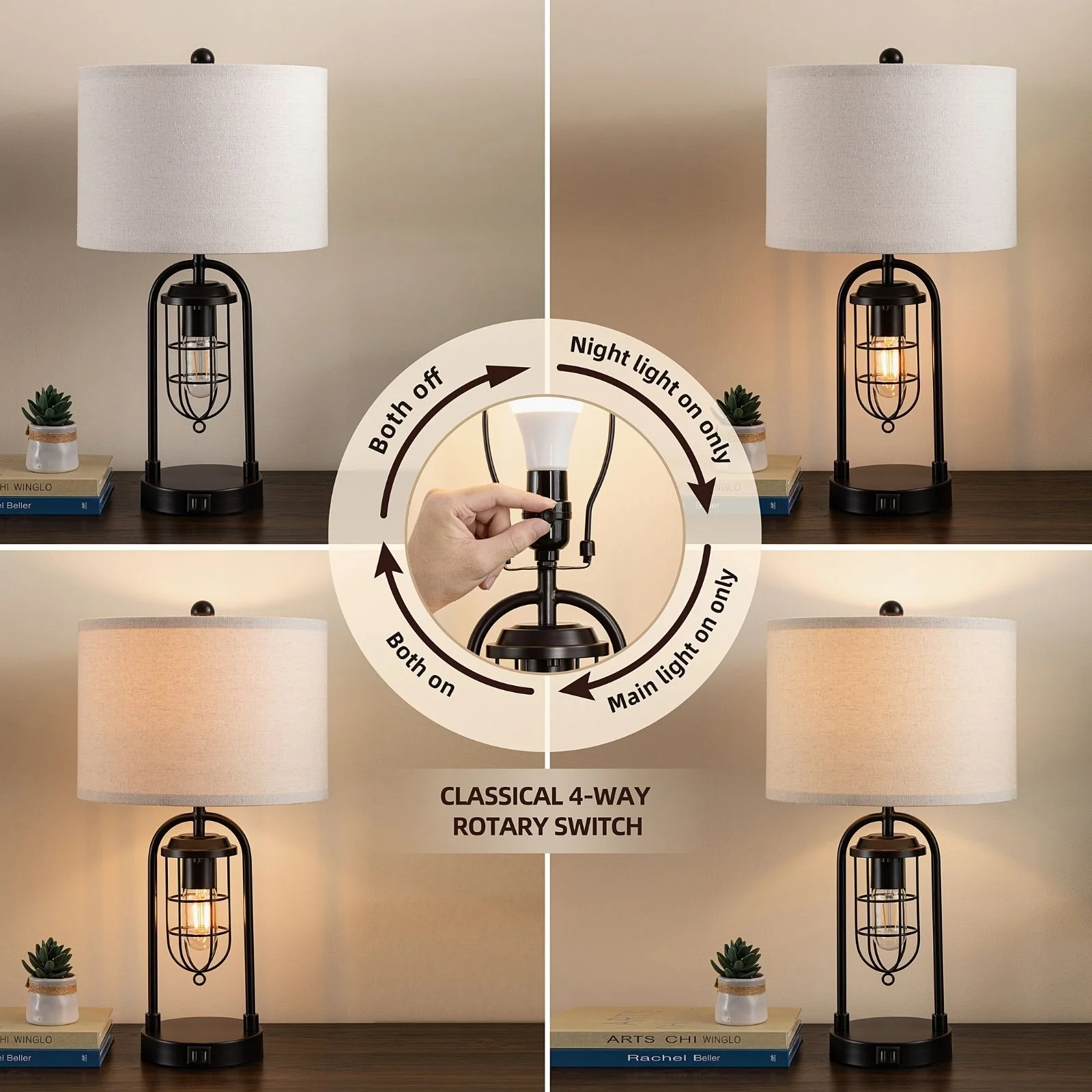 KYRID 21’’ Table Lamps Set of 2 with USB Port and Night Light, Modern Farmhouse Side Table Lamp with White Drum Shade, Painted Bronze Finish (Bulbs Included) - Image 12