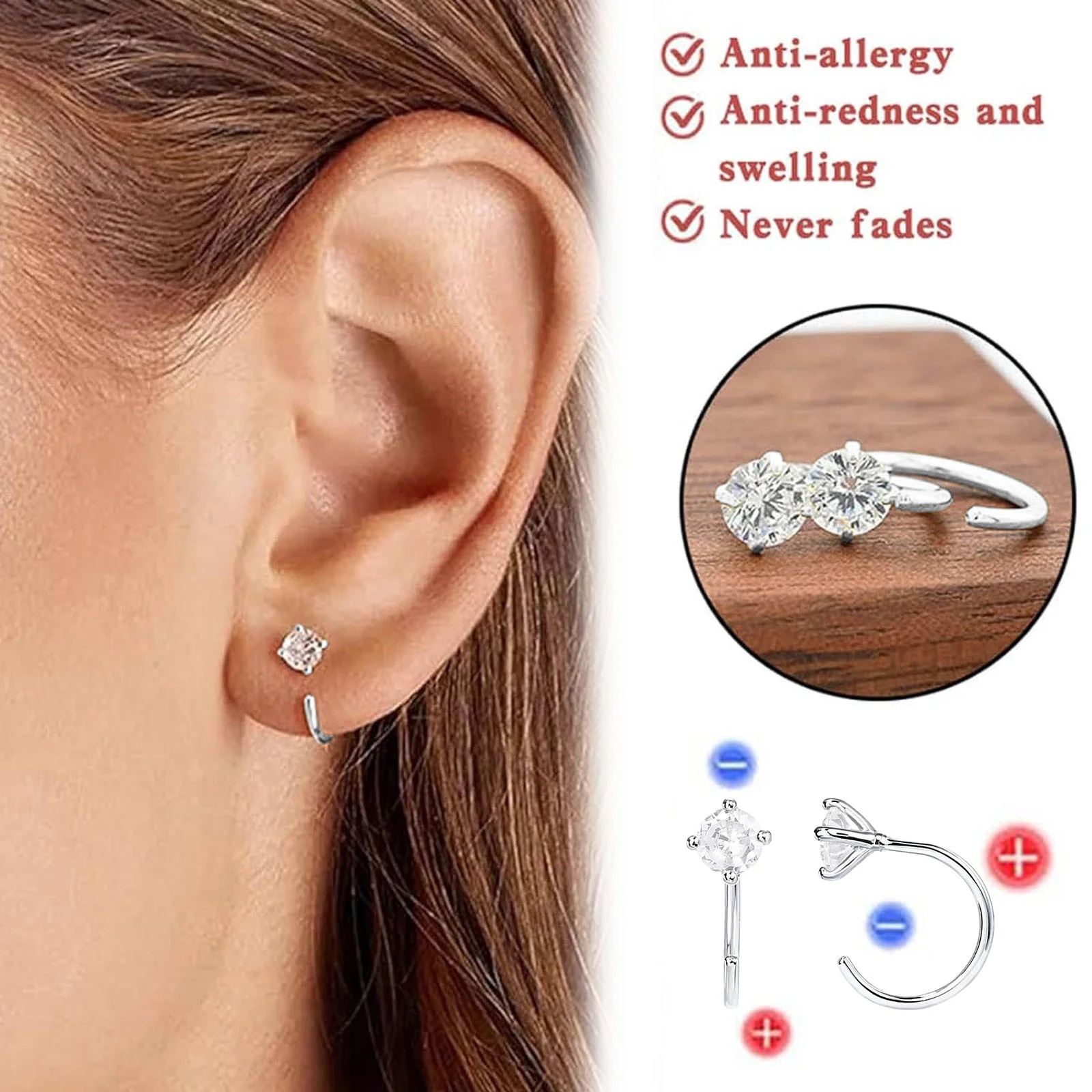 Wioihee Clearance Under $2.00 Half Hoop Earrings 925 Sterling Silver Tiny Huggie Hoop Small Comfy Half Hoop C Hoop Earrings for Women - Image 3