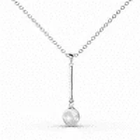 Cate & Chloe Tatum 18k White Gold Plated Pearl Pendant Necklace with Swarovski Crystal for Women - Image 2