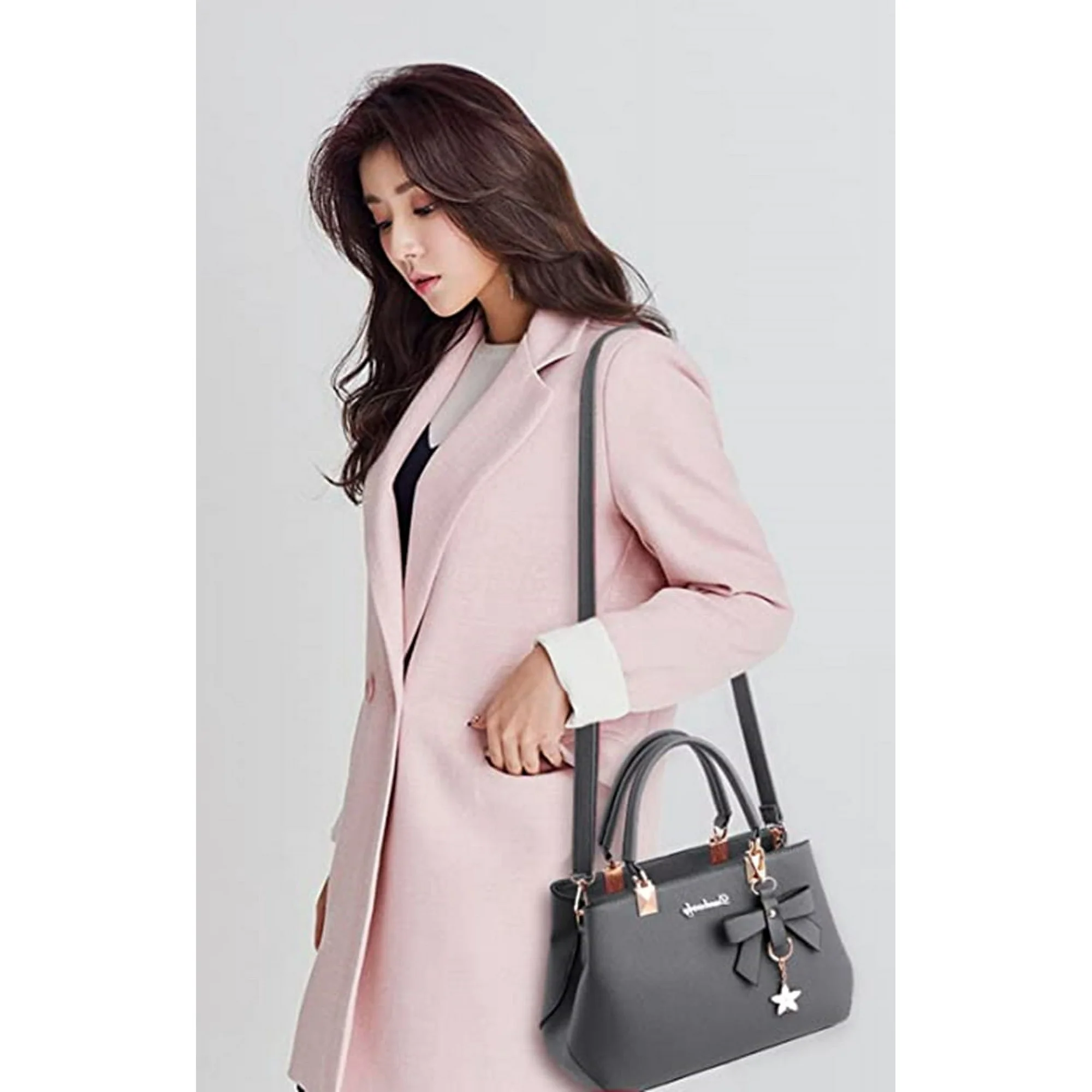 Purses and Handbags for Women Fashion Ladies PU Leather Top Handle Satchel Shoulder Tote Bags Plum Bow Crossbody Bag - Image 3