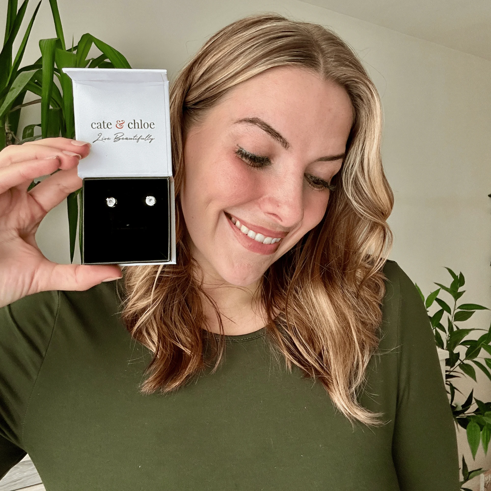 Cate & Chloe Zara 18k Yellow Gold Plated Stud Earrings with Swarovski Crystals Gift for Women - Image 7