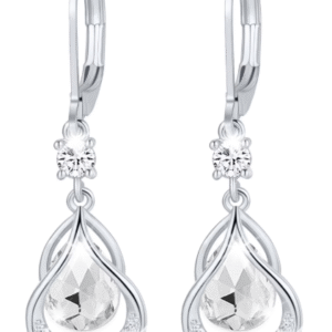 APSVO 18K White Gold Plated Drop Earrings for Women Girls Hypoallergenic S925 Sterling Silver April Birthstone Earrings with CZ Birthday Christmas Jewelry Gifts Teen Mom Adults Stocking Stuffers Kids