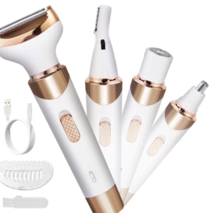 Hoey 4 in 1 Electric Razors for Women, Shaver for Women, Trimmer for Women, Lady Electric Bikini Shaver for Women Pubic Hair,Portable Rechargeable Women Face Shavers for Face, Underarm and Legs