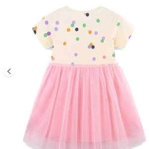 THDHVS Girls Summer Dresses, Dresses for Kids, Summer Children's Dress Polka Embroidery Knitted Cotton Girls' Short Sleeve Skirt Pink 6-7 Years