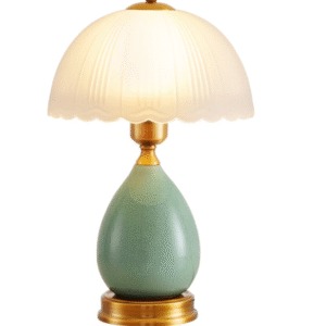 Vintage Lamp for Living Room,16" Modern Ceramic Table Lamps for Bedroom,Retro Bedside Nightstand Traditional Lamps, Classic Chinoiserie Green Lamp for Home Decor